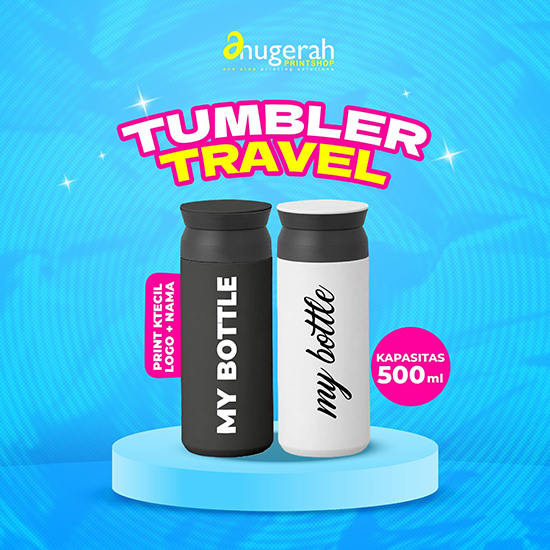 Tumbler Travel_Print Kecil Nama, Logo (UV Print)